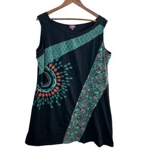 Coline‎ Mini Dress XXL Black Multicolor Sleeveless Printed Short Stretch